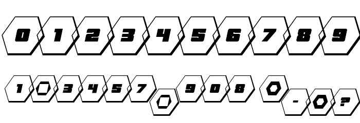 HeXkEy Solid 3D Italic Font OTHER CHARS