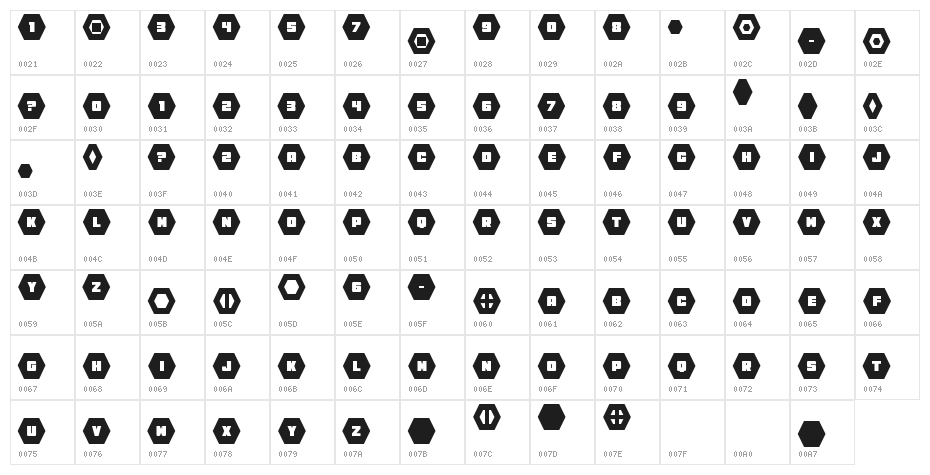 HeXkEy Solid Character Map
