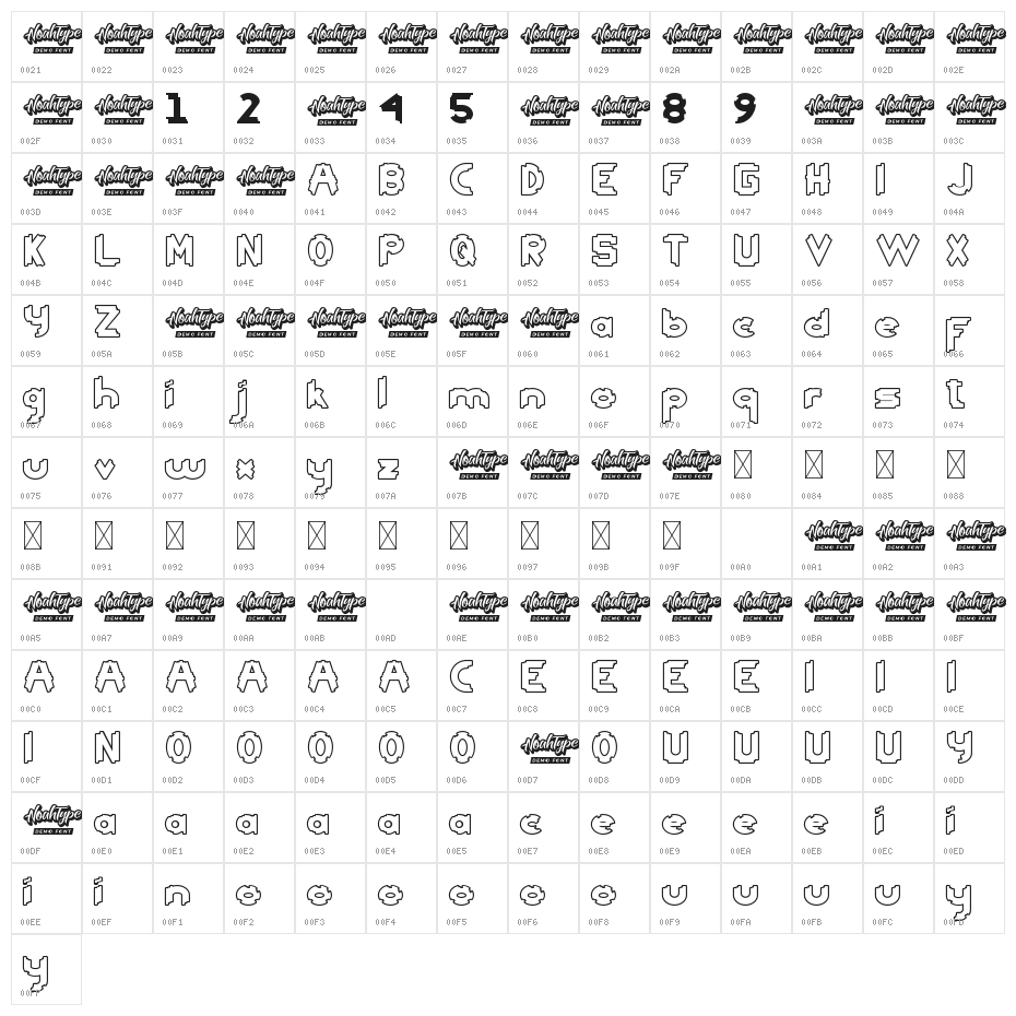 Head Kick Demo Outline Character Map