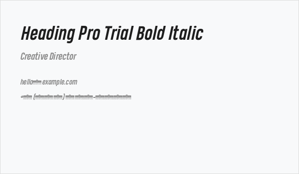 Heading Pro Trial Bold Italic Business Card