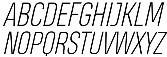 Heading Pro Trial ExtraLight Italic Caratteri MAIUSCOLE