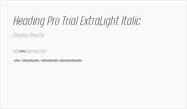 Heading Pro Trial ExtraLight Italic Business Card