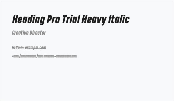 Heading Pro Trial Heavy Italic Business Card