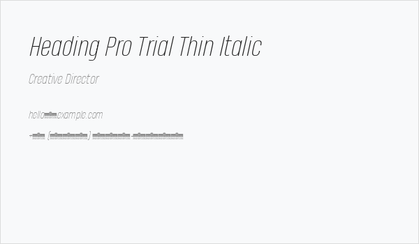Heading Pro Trial Thin Italic Business Card