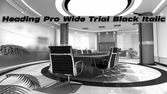 Heading Pro Wide Trial Black Italic Font examples