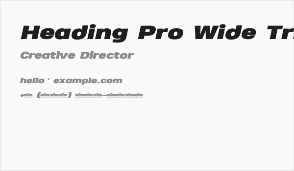 Heading Pro Wide Trial Black Italic Business Card