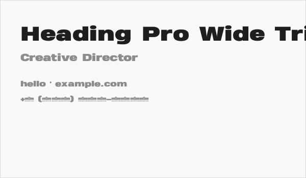Heading Pro Wide Trial Black Business Card