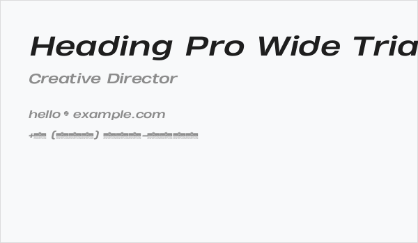 Heading Pro Wide Trial Bold Italic Business Card