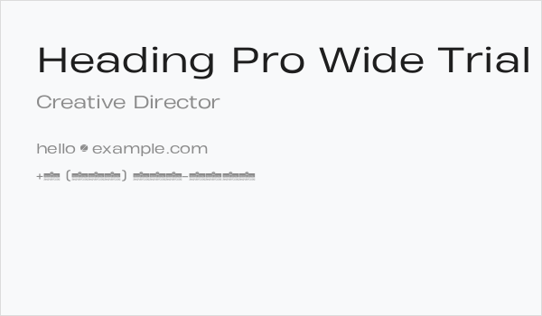 Heading Pro Wide Trial Book Business Card