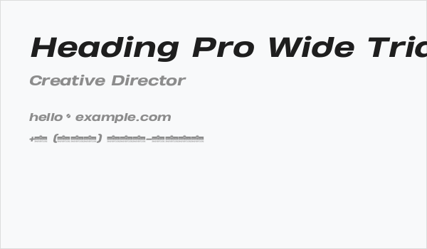 Heading Pro Wide Trial ExtraBold Italic Business Card