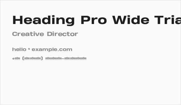 Heading Pro Wide Trial ExtraBold Business Card