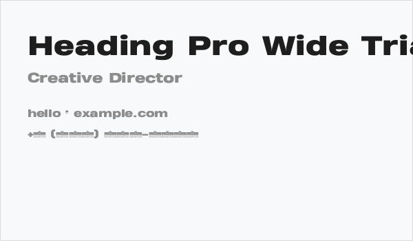 Heading Pro Wide Trial Heavy Business Card