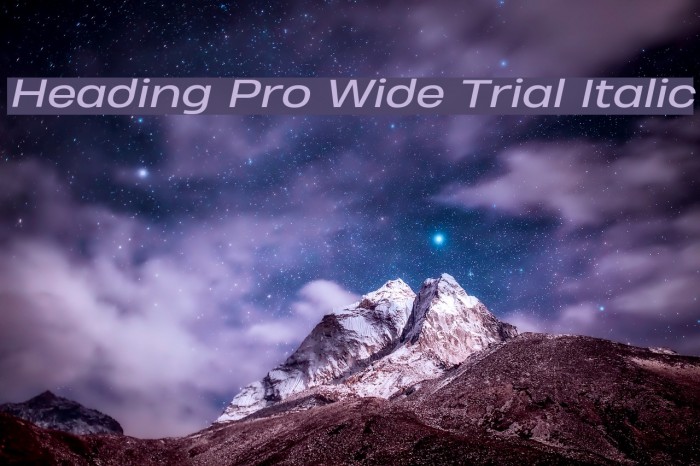 Heading Pro Wide Trial Italic Font examples