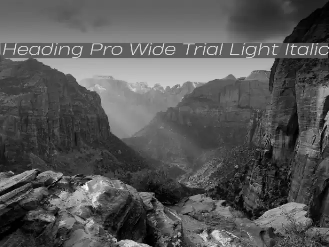 Heading Pro Wide Trial Light Italic Font examples