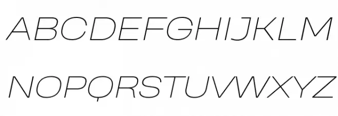 Heading Pro Wide Trial Thin Italic Schriftart Groß