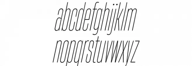 HeadingNow Trial 11 Thin Italic Caratteri MINUSCOLO
