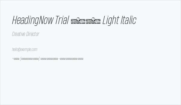 HeadingNow Trial 42 Light Italic Business Card