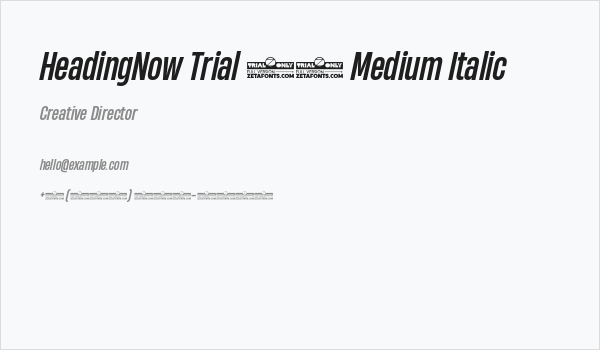 HeadingNow Trial 45 Medium Italic Business Card