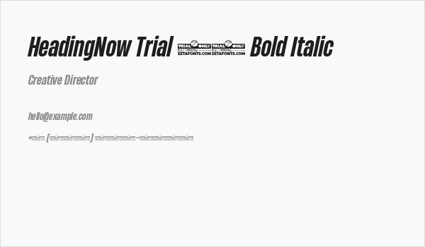 HeadingNow Trial 46 Bold Italic Business Card
