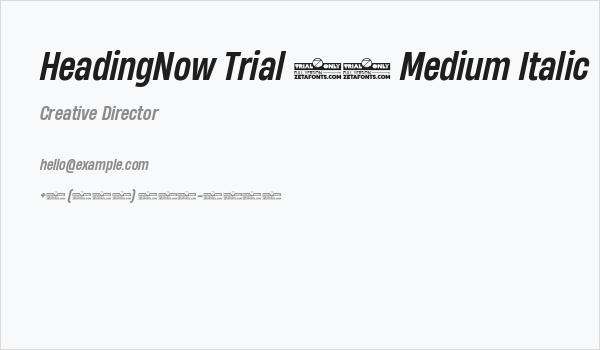 HeadingNow Trial 55 Medium Italic Business Card