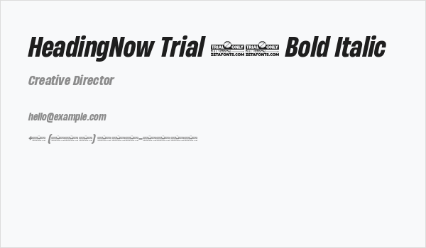 HeadingNow Trial 56 Bold Italic Business Card