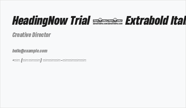 HeadingNow Trial 57 Extrabold Italic Business Card