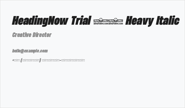 HeadingNow Trial 58 Heavy Italic Business Card