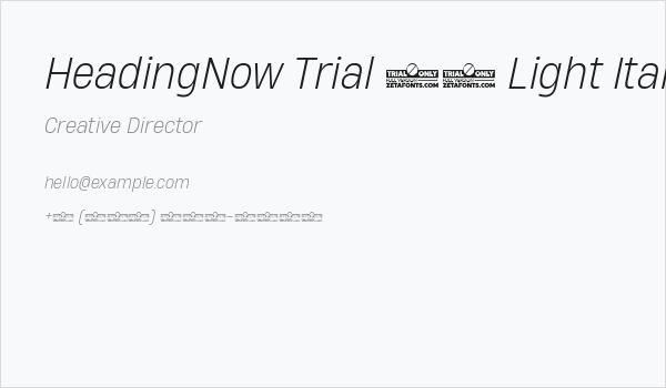 HeadingNow Trial 62 Light Italic Business Card