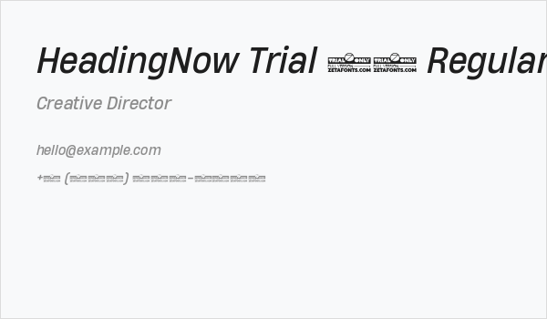 HeadingNow Trial 64 Regular Italic Business Card