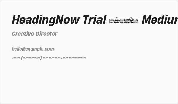HeadingNow Trial 65 Medium Italic Business Card