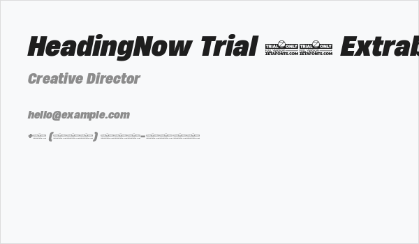 HeadingNow Trial 67 Extrabold Italic Business Card