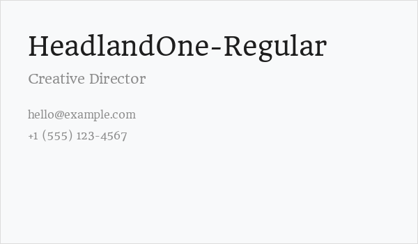 HeadlandOne-Regular Business Card