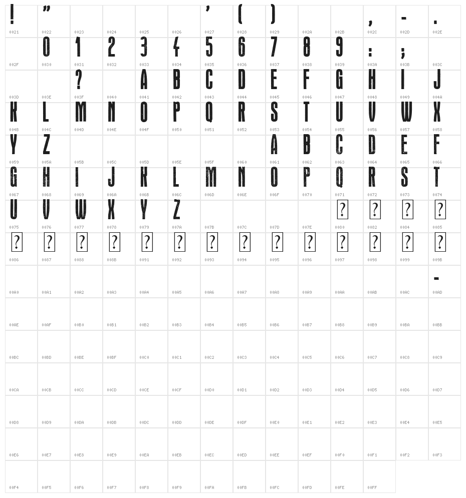 Headline Crack Character Map