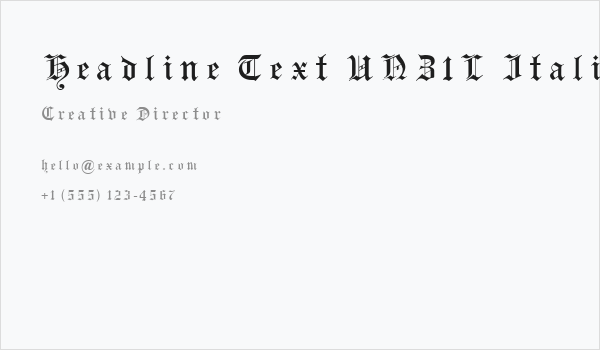 Headline Text UNZ1L Italic Business Card