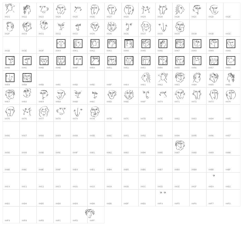 HeadsCallSketches Character Map