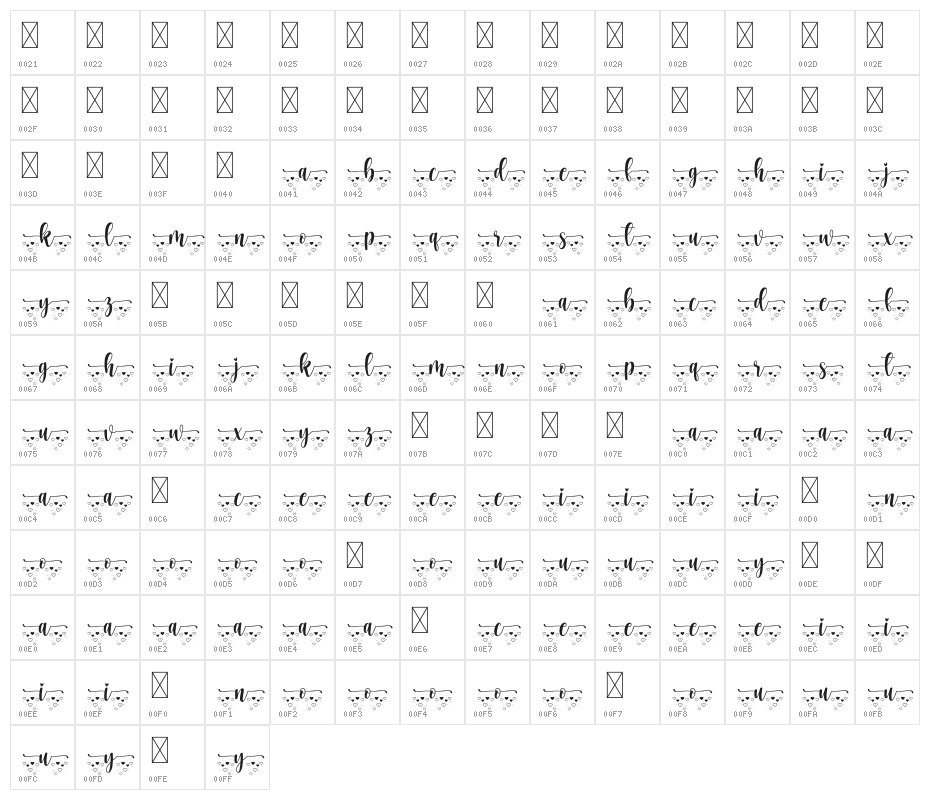 Heart Monogram Character Map