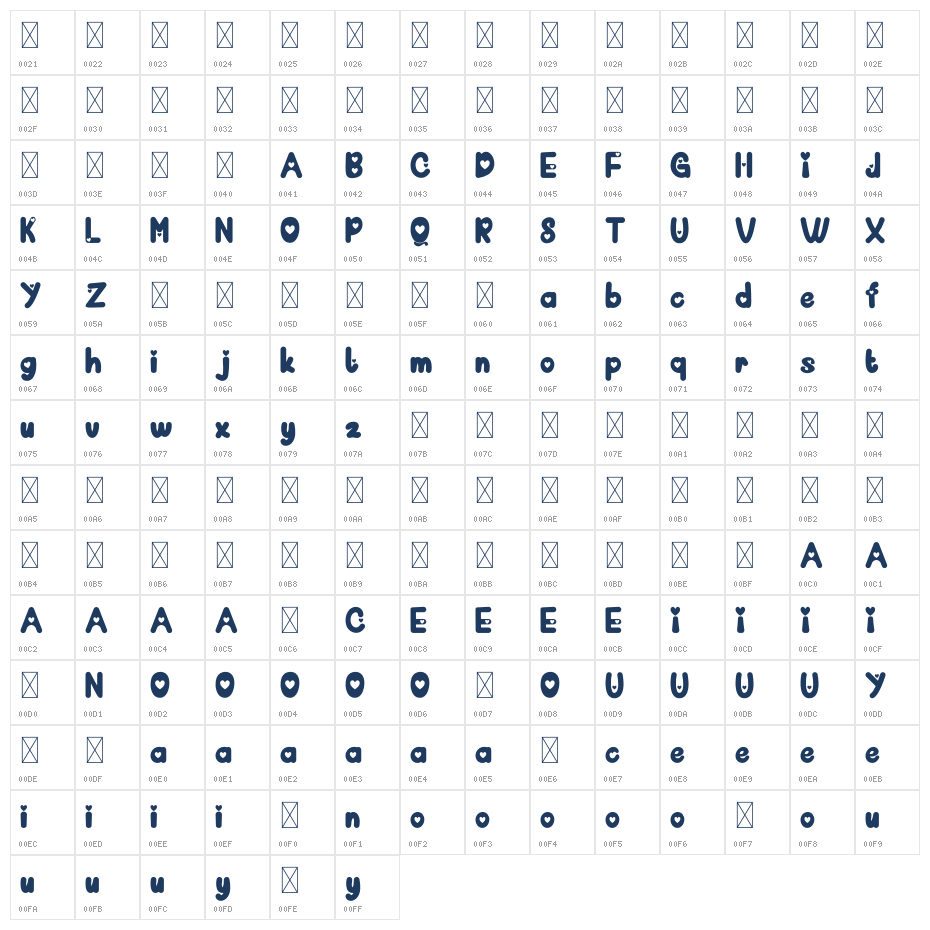 Heart Sweet Character Map