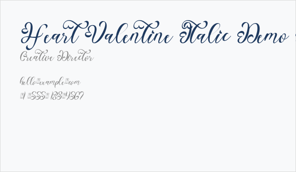 Heart Valentine Italic Demo Italic Business Card