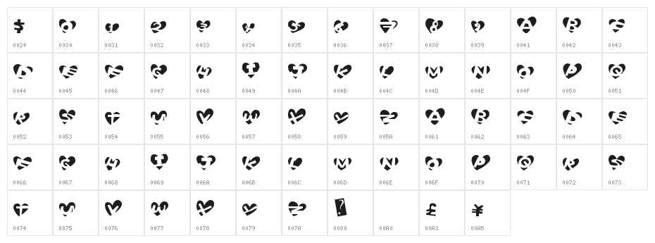 HeartBaller Character Map