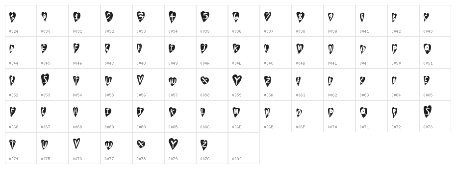 HeartBeat Character Map