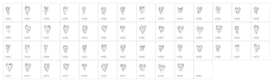 HeartStripe Character Map
