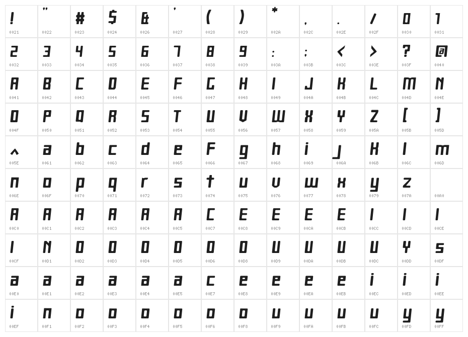Heartbit Bold Character Map