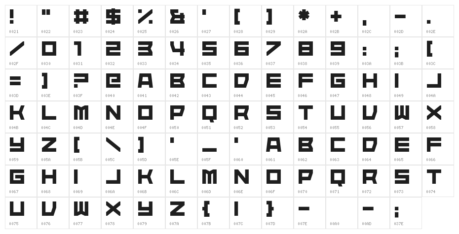Heartisan Character Map