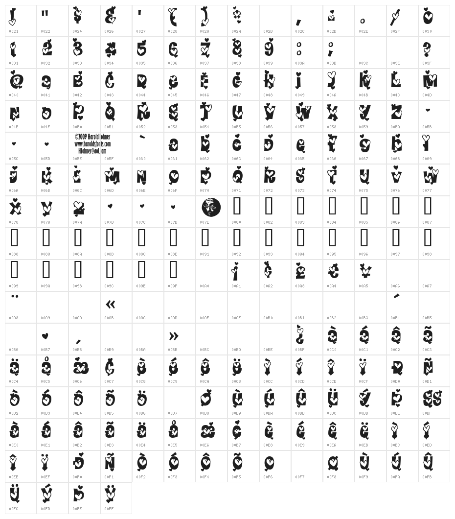 Heartland Extra Character Map