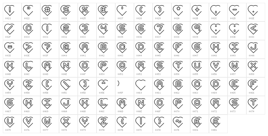 Hearts -BRK- Character Map
