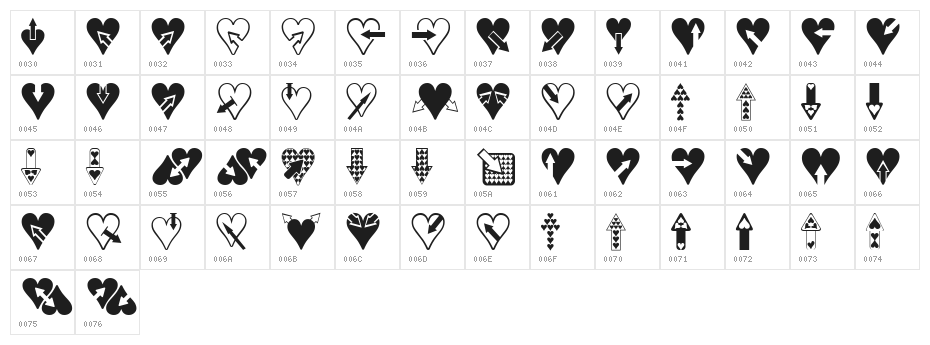 Hearts n Arrows Character Map
