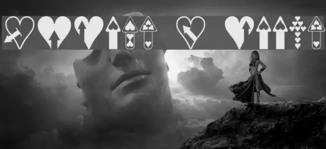Hearts n Arrows Schriftart examples