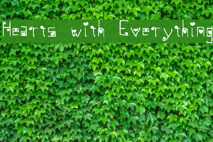 Hearts with Everything Font examples