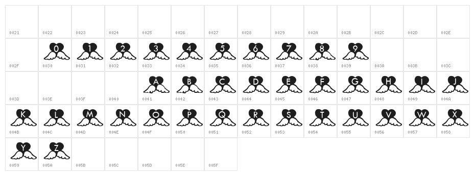 Hearts Character Map