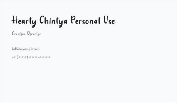 Hearty Chintya Personal Use Business Card